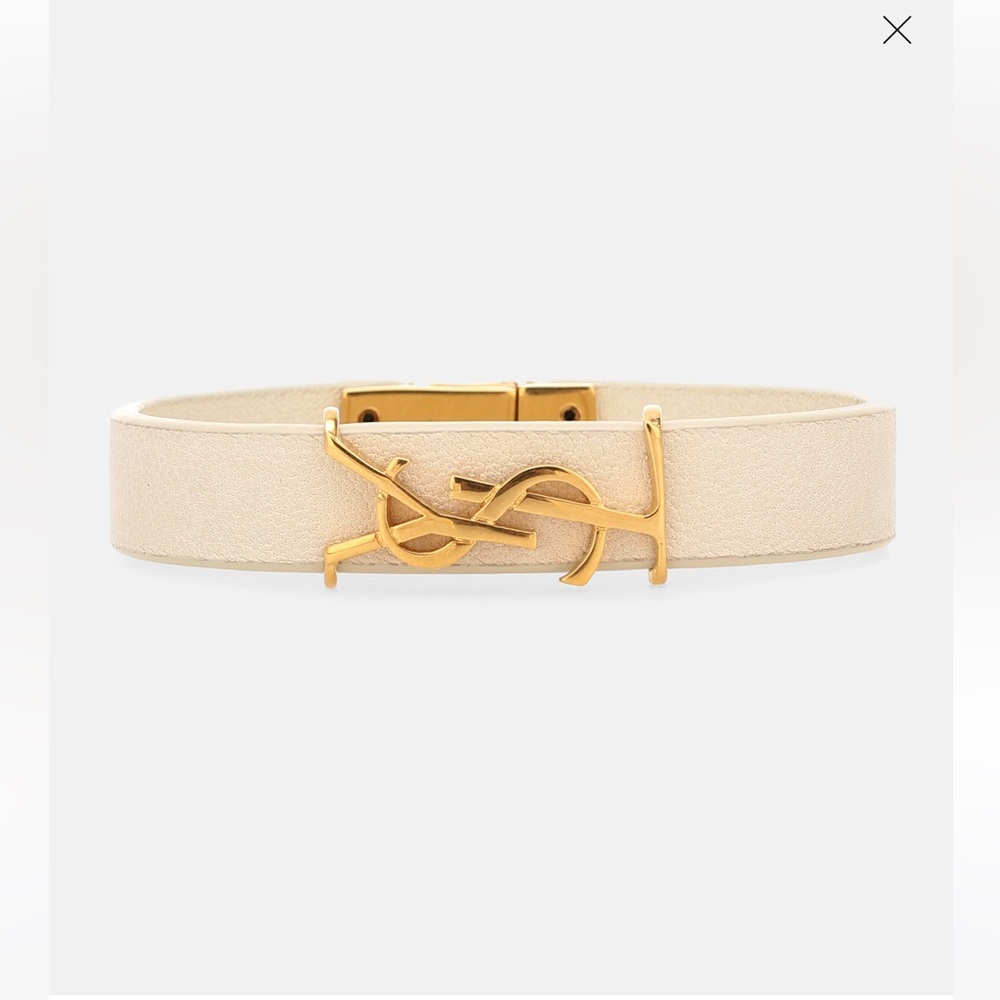 YSL Leather Logo Bracelet New Size M
